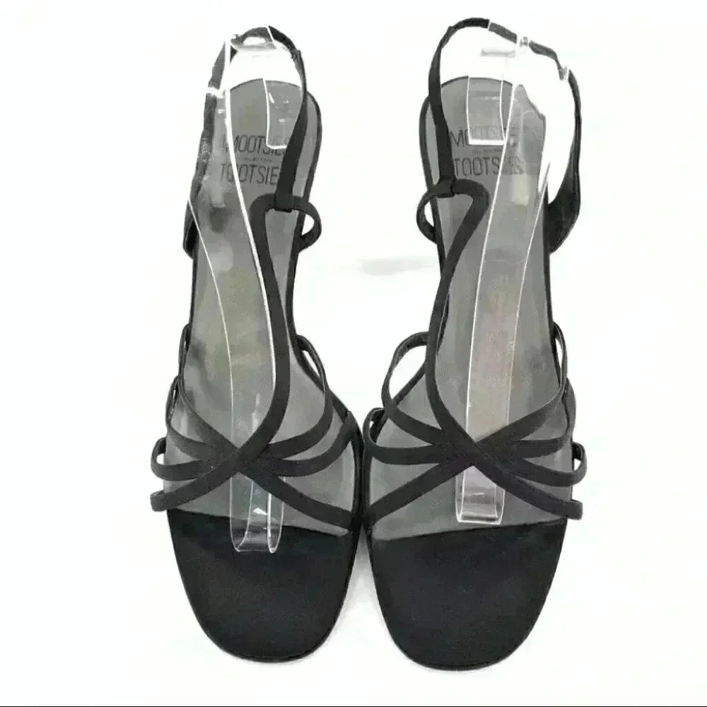 Mootsies Tootsies Molillie heels 10 black satin dorsay party formal 90s y2k